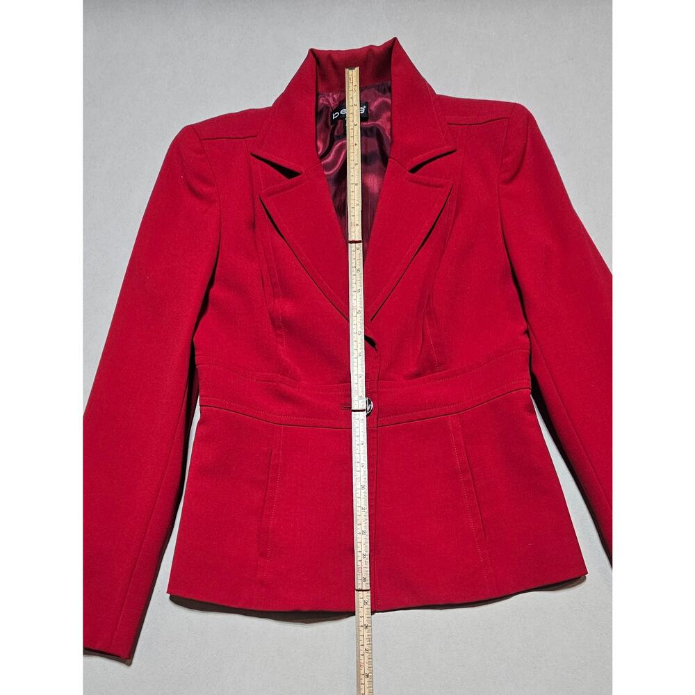 bebe Y2K Pantsuit Womens Red Wool Blend Blazer Wide Leg Pants 2 Piece Vintage - Picture 8 of 16